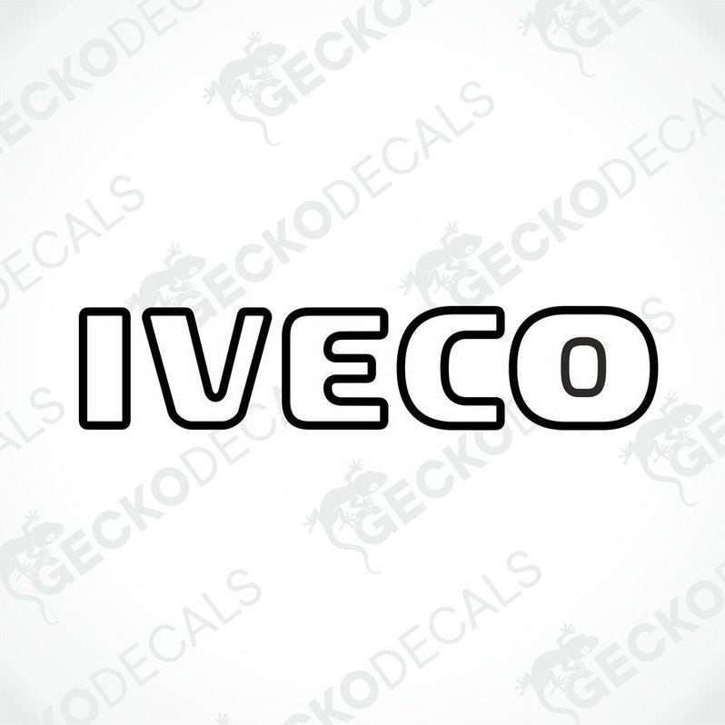A decal with the brand name IVECO in black letters.