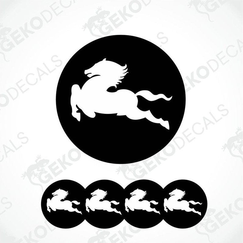 A set of four black vinyl decals with the white IVECO logo on them.