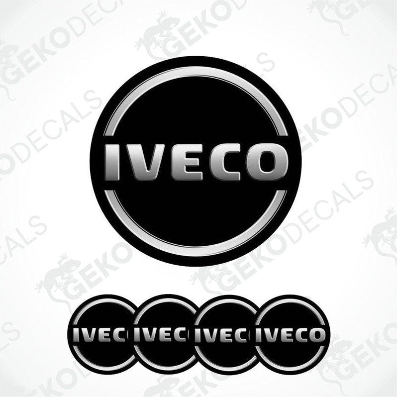 A set of four black vinyl decals with the IVECO logo.