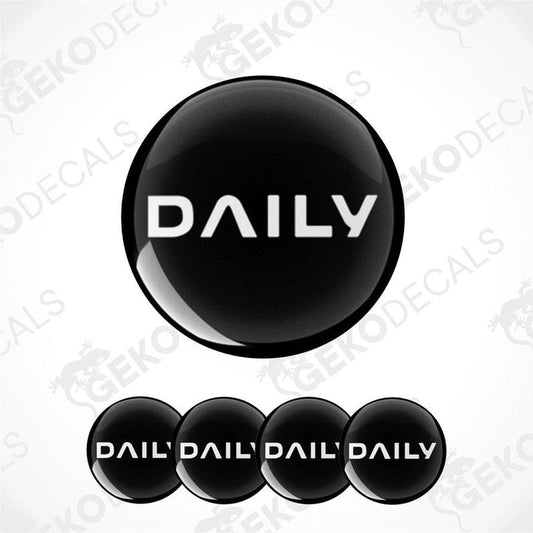 A set of four black vinyl decals with the text 'DAILY' in white.
