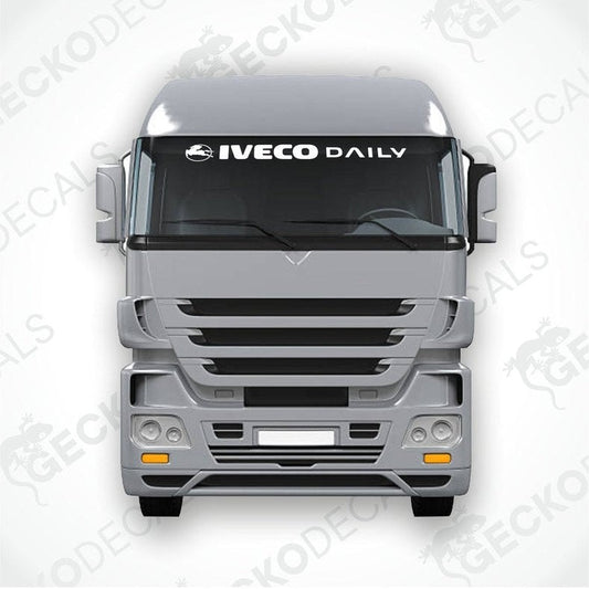 A graphic representation of an IVECO DAILY windscreen decal, showing the vehicle's front window with the brand logo.
