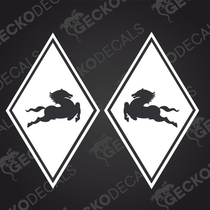 A set of two black decals with a white eagle and the IVECO logo in a diamond-shaped design.