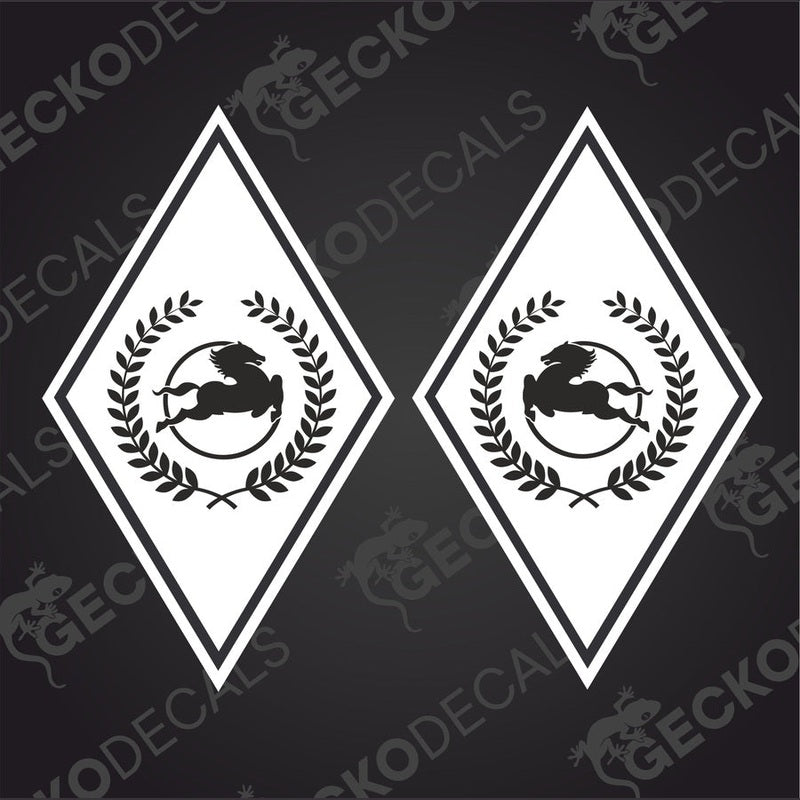 Two black and white vehicle decals with a geometric design and the text 'IVECO'.