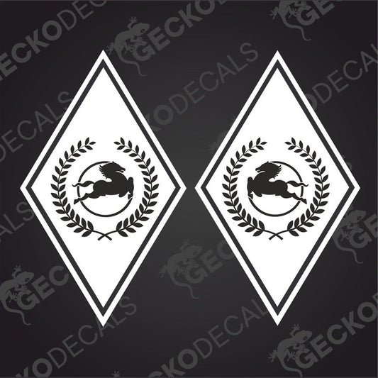 Two black and white vehicle decals with a geometric design and the text 'IVECO'.