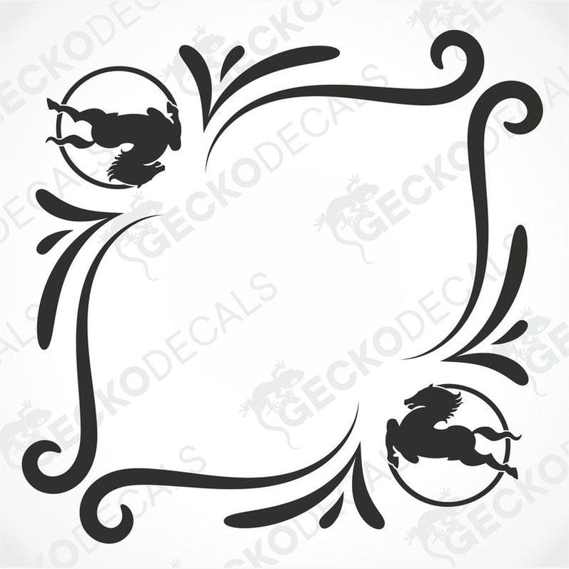 A set of two black tribal pattern car decals with the IVECO logo, designed for placement on the side windows of a vehicle.
