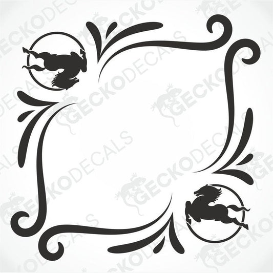 A set of two black tribal pattern car decals with the IVECO logo, designed for placement on the side windows of a vehicle.