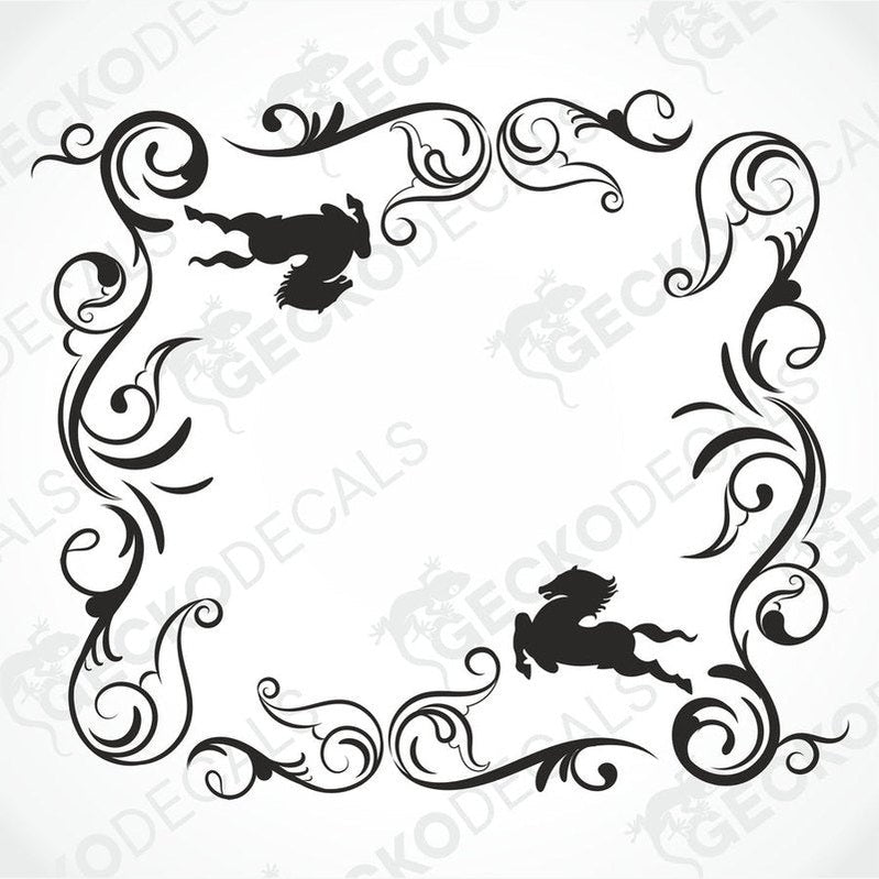 A pair of black side window decals with a floral and swirl design, intended for use on an IVECO truck.