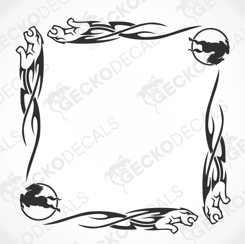 A set of two black and white tribal-style decals for IVECO side windows, with the GeckoDecals logo.