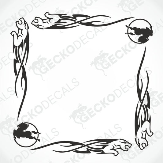 A set of two black and white tribal-style decals for IVECO side windows, with the GeckoDecals logo.