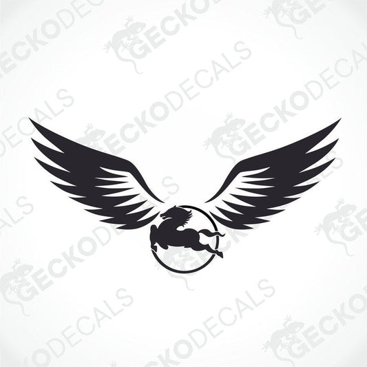 A black and white die cut sticker with a design resembling a stylized IVECO or a logo, and the text 'GeckoDecals'.