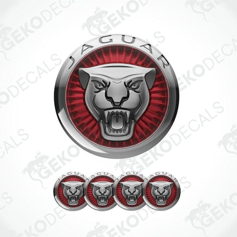 Jaguar logo with red and silver design on a white background
