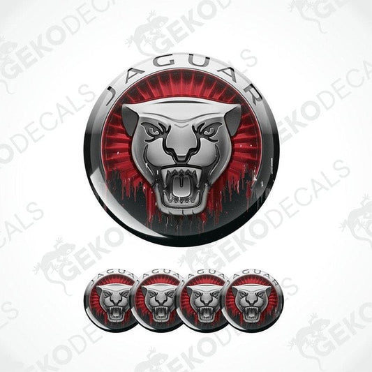 Jaguar car emblem with red and silver design on a white background