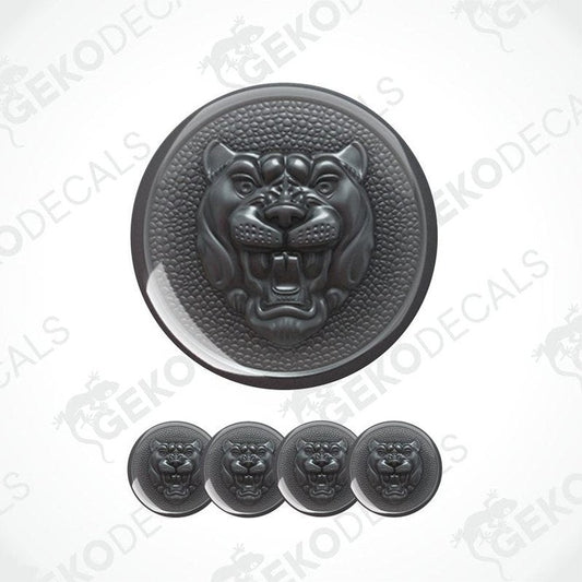 Set of black panther head decals on a white background with 'Geckodecals' branding.