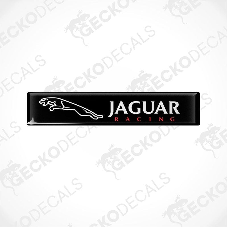  Black rectangular car decals with the text 'JAGUAR Racing' on them.