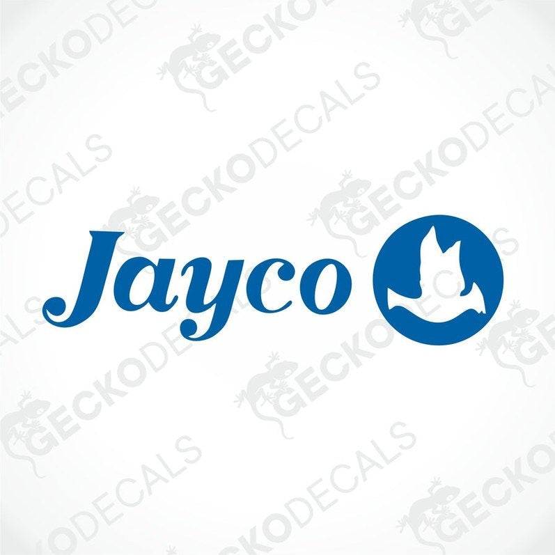 Blue Jayco die-cut car decal sticker with gecko logo for caravan