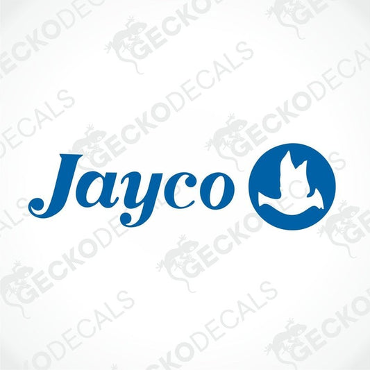 Blue Jayco die-cut car decal sticker with gecko logo for caravan