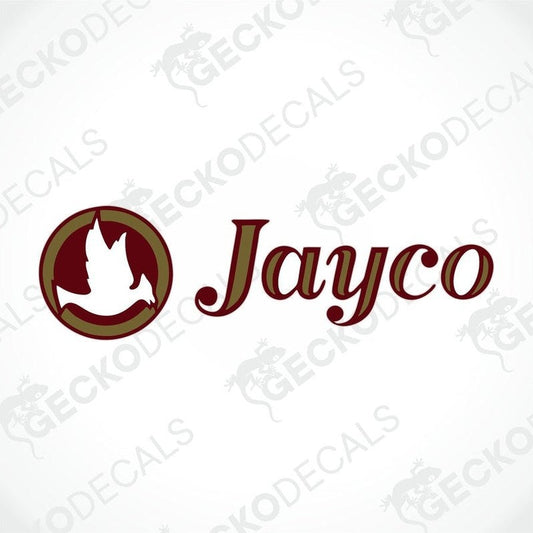 Maroon and gold Jayco die-cut car decal sticker with bird emblem for caravan