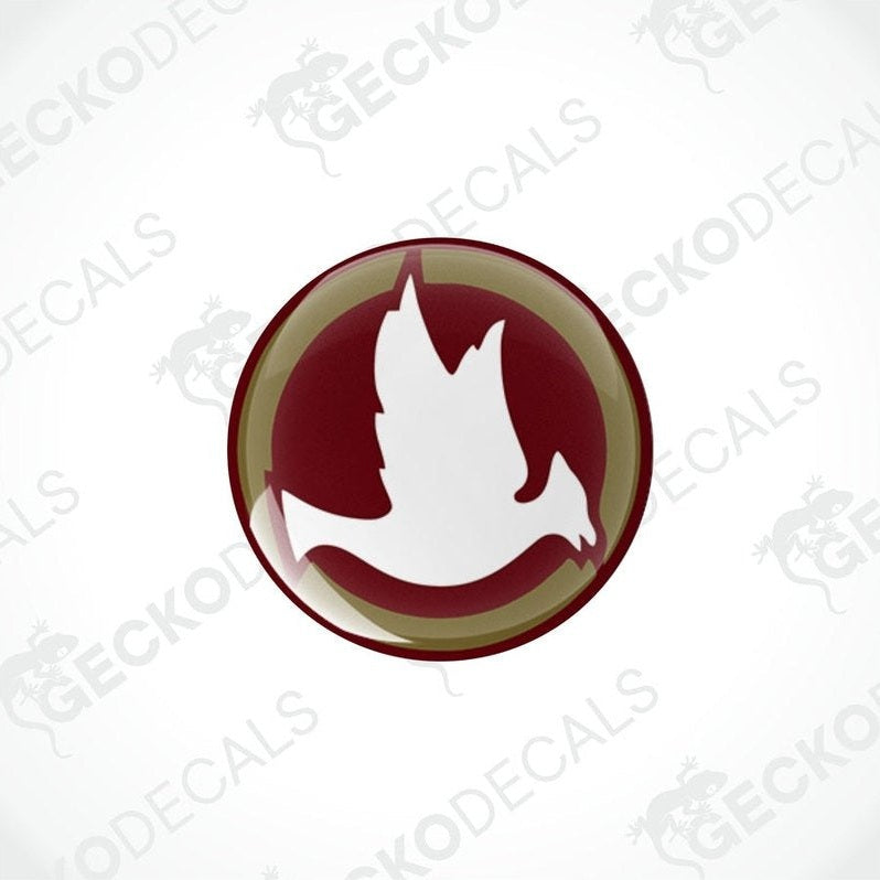 Two vehicle decals, one with a bird design and the other with a maroon and white geometric design, both with the brand name 'JAYCO' on the bottom.