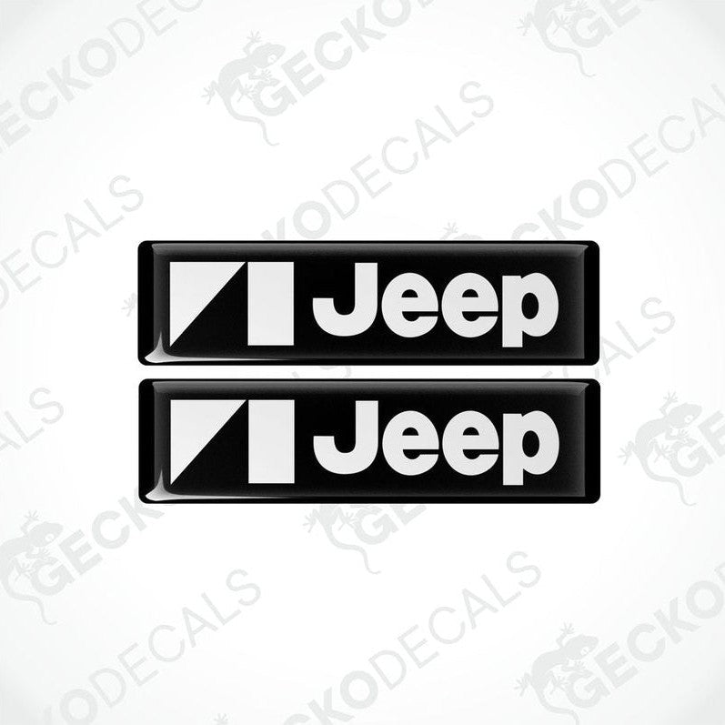 Two black vinyl stickers with the JEEP brand logo in white.