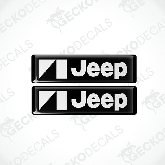 Two black vinyl stickers with the JEEP brand logo in white.