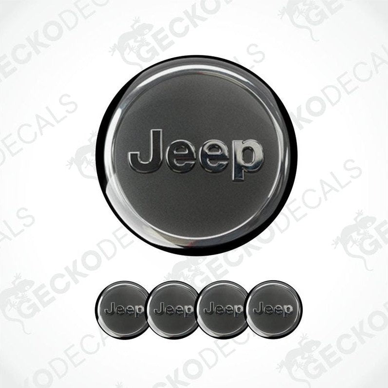Jeep logo on a metallic background with four smaller logos below.