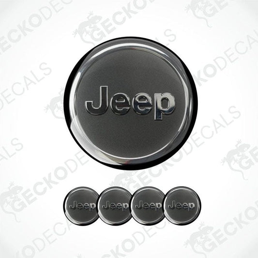 Jeep logo on a metallic background with four smaller logos below.