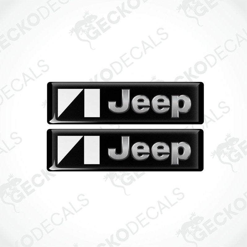 Two black vinyl stickers with the JEEP brand logo in white.