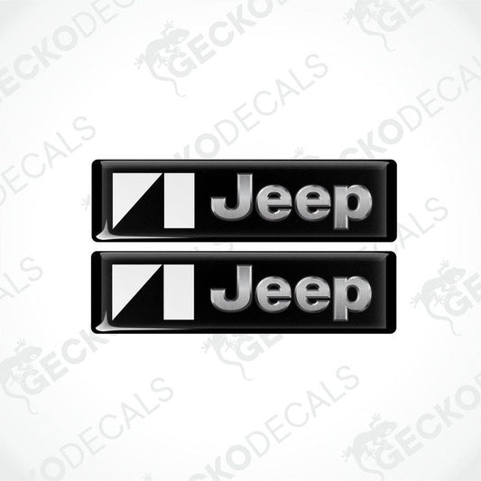 Two black vinyl stickers with the JEEP brand logo in white.