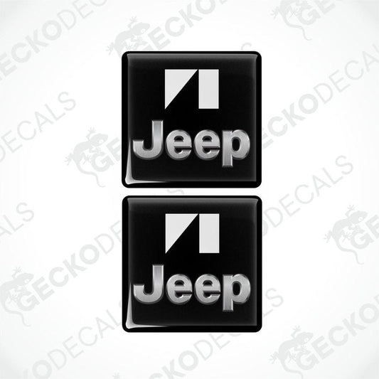 Two black vinyl stickers with the JEEP brand logo on them.