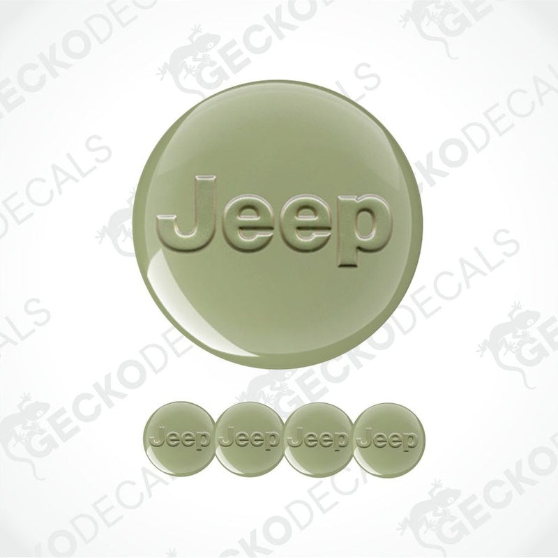 Set of Jeep logos in various sizes on a white background with 'Gecko Decals' branding.