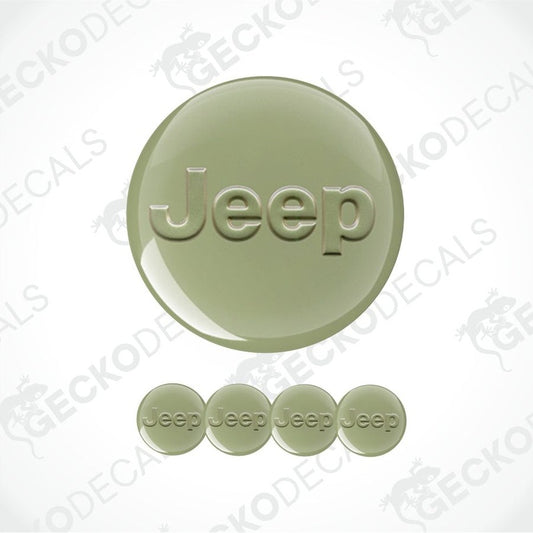 Set of Jeep logos in various sizes on a white background with 'Gecko Decals' branding.