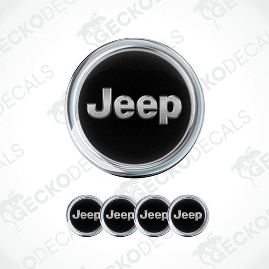 Set of Jeep logo stickers on a white background