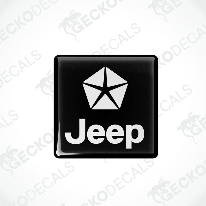  Black vinyl stickers with a JEEP logo on them, placed against a white background.