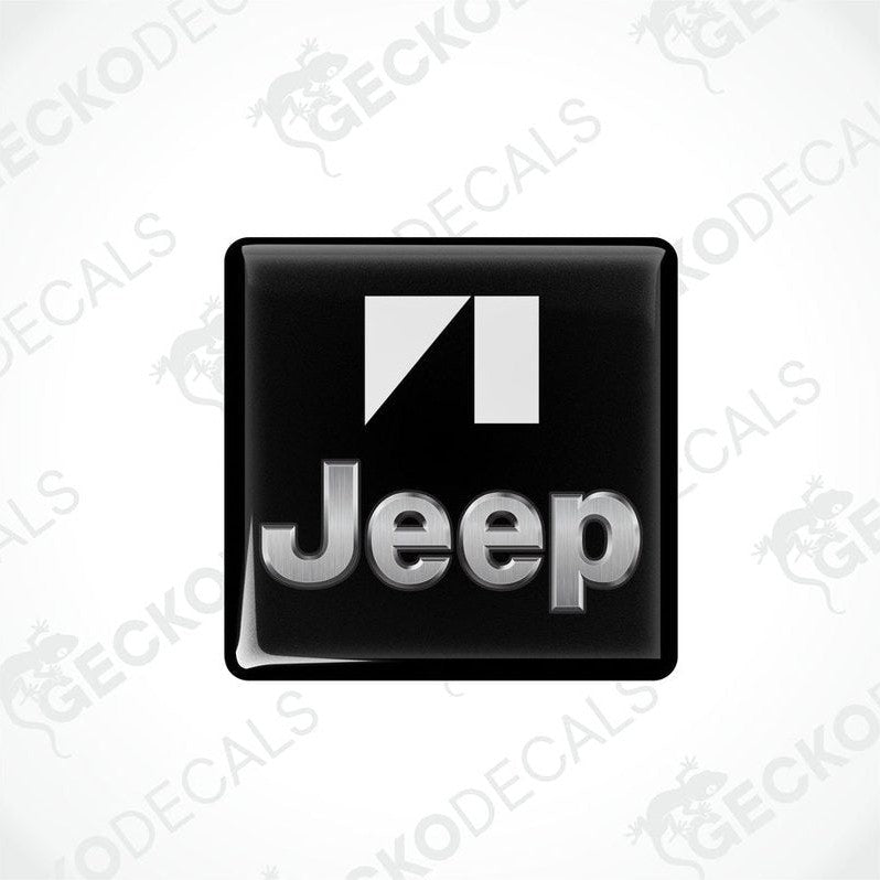 Black vinyl stickers with the JEEP brand logo on them.