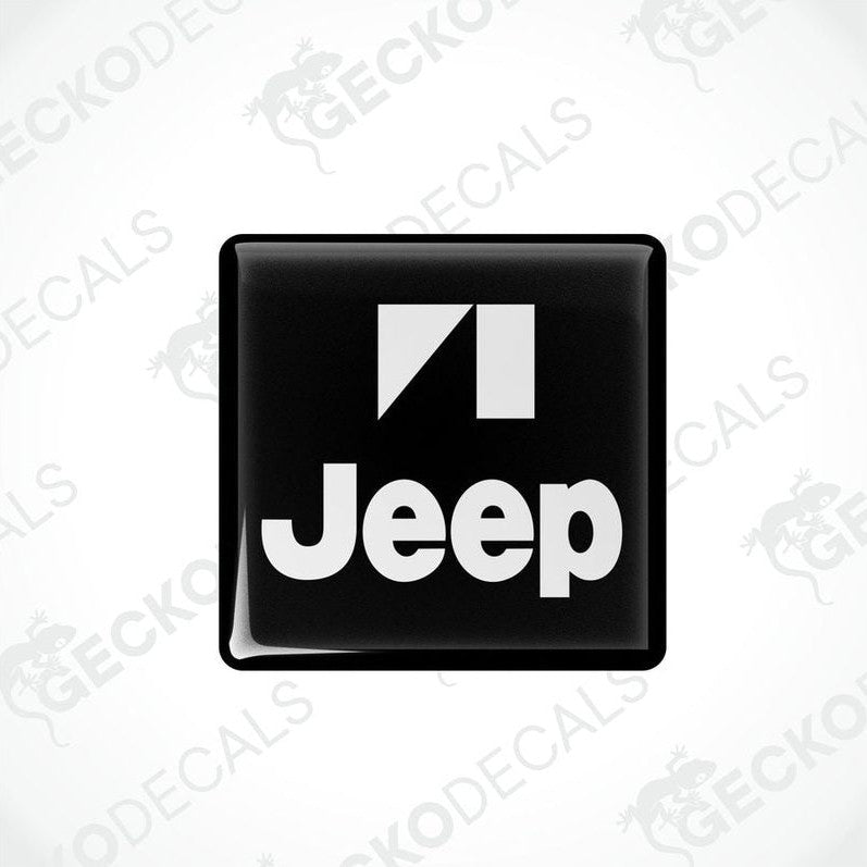 Black and white square decals with the Jeep logo.