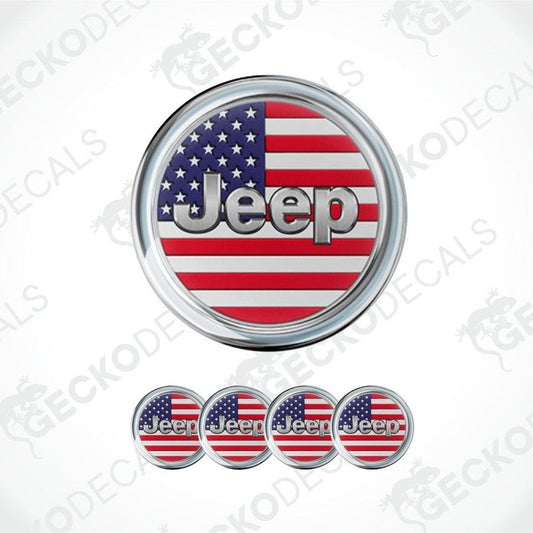 Set of Jeep logo with American flag design on a white background
