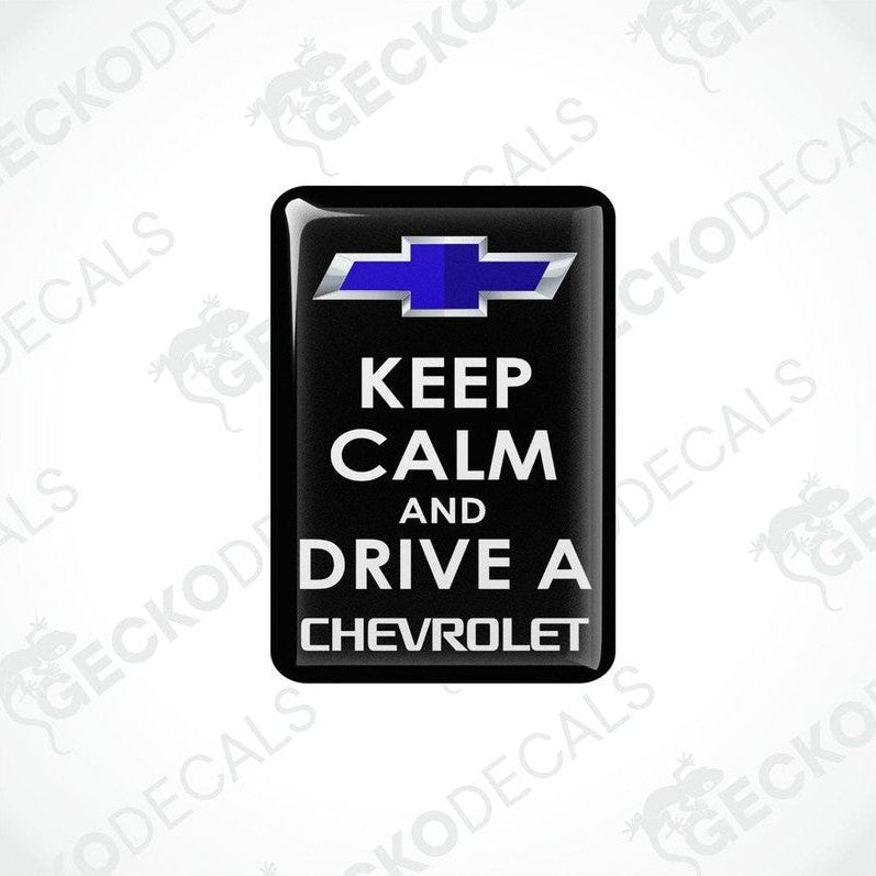 Black vinyl stickers with the text 'KEEP CALM AND DRIVE A CHEVROLET' and the Chevrolet logo.