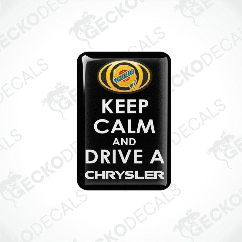  Black vinyl stickers with the text 'KEEP CALM AND DRIVE A CHRYSLER' and the Chrysler brand logo.