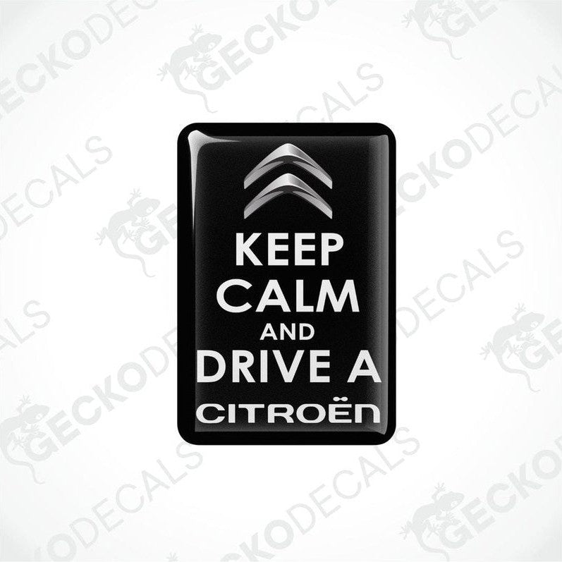 Black vinyl stickers with the text 'KEEP CALM AND DRIVE A CITROEN' and the Citroën logo.