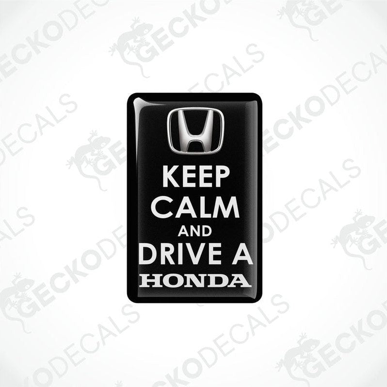  Black vinyl decals with white text that read 'KEEP CALM AND DRIVE A HONDA'.