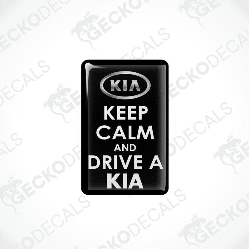  Black vinyl decals with white text that read 'KEEP CALM AND DRIVE A KIA'.
