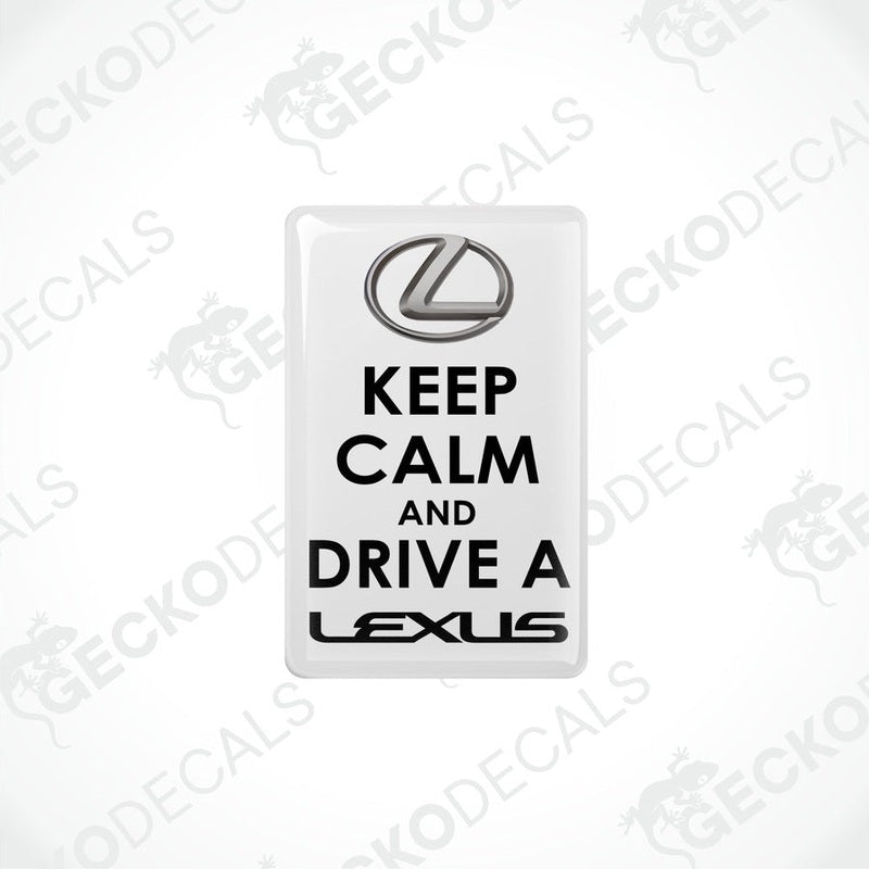 White vinyl stickers with the text 'KEEP CALM AND DRIVE A LEXUS' and the Lexus brand logo.