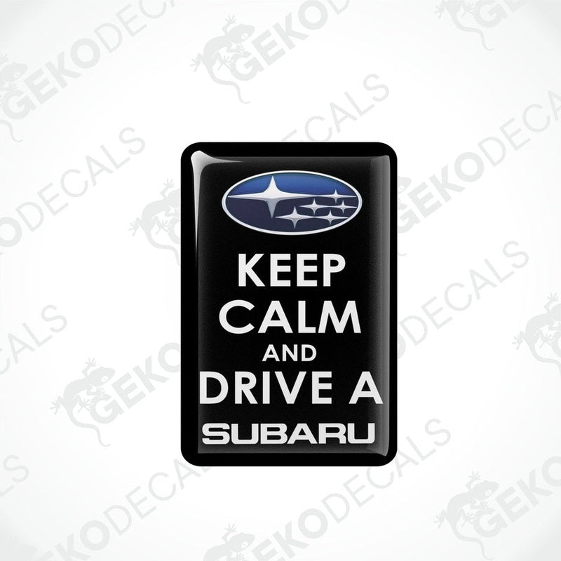 Black vinyl stickers with the text 'KEEP CALM AND DRIVE A SUBARU' and the Subaru logo above the text.