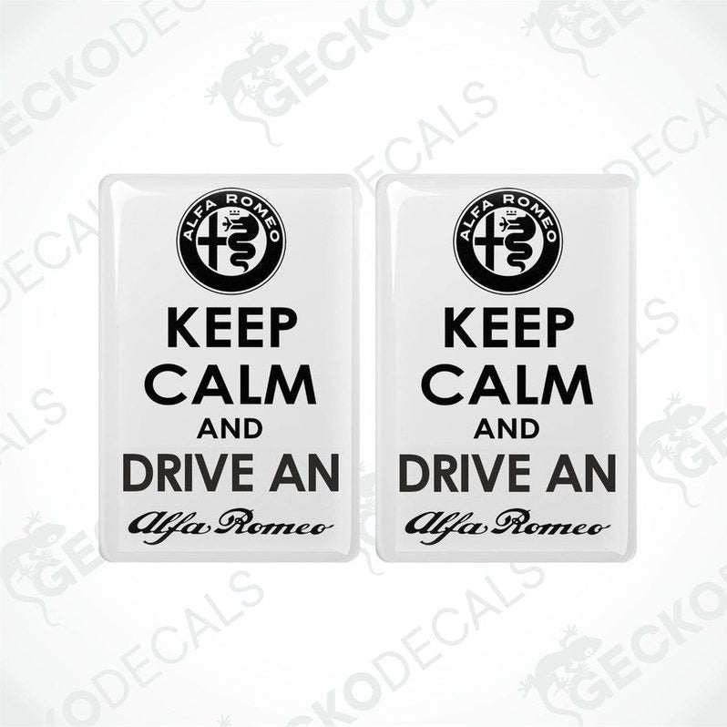 Alfa Romeo car sticker set with domed epoxy resin finish and polyurethane coating