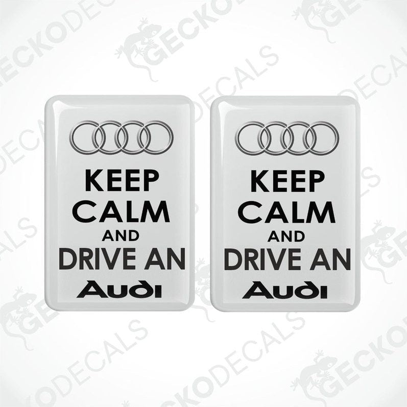 Set of two Audi car decals with domed epoxy finish and polyurethane coating