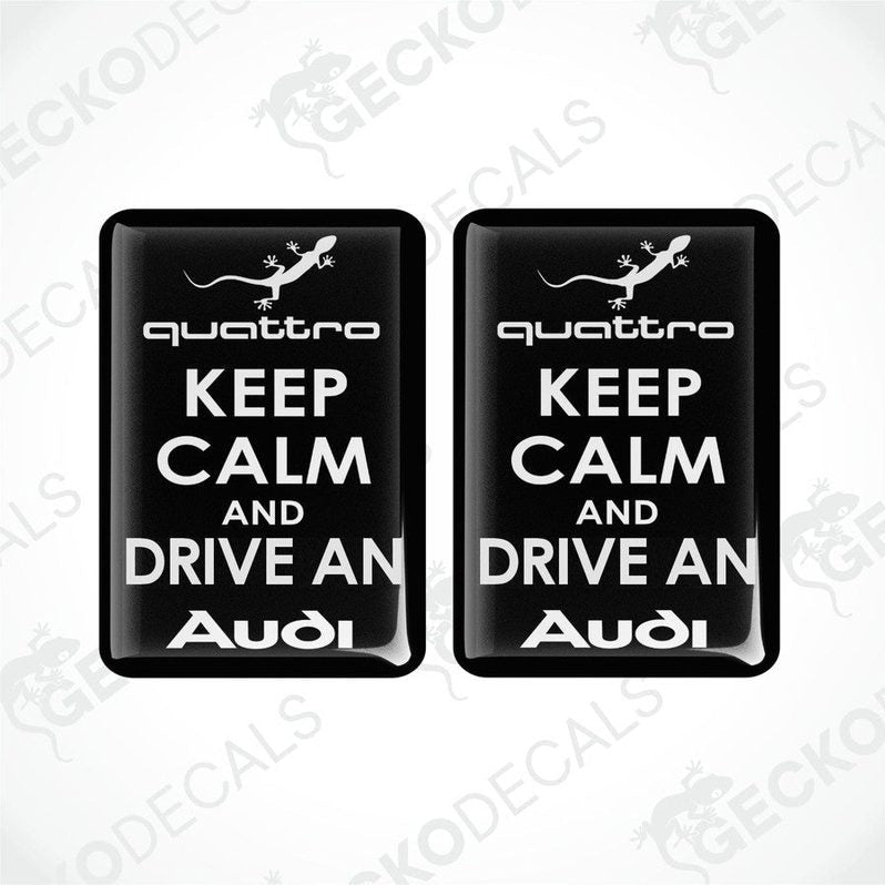 White Audi Quattro car sticker set with domed epoxy finish