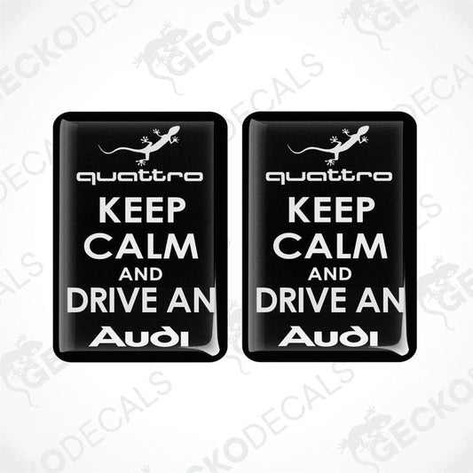 White Audi Quattro car sticker set with domed epoxy finish