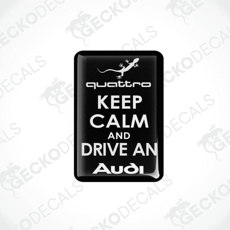 Domed white text Audi quattro car decal with protective coating