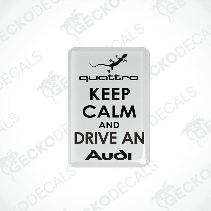 Black Audi Quattro vinyl decal with gecko logo on gray background