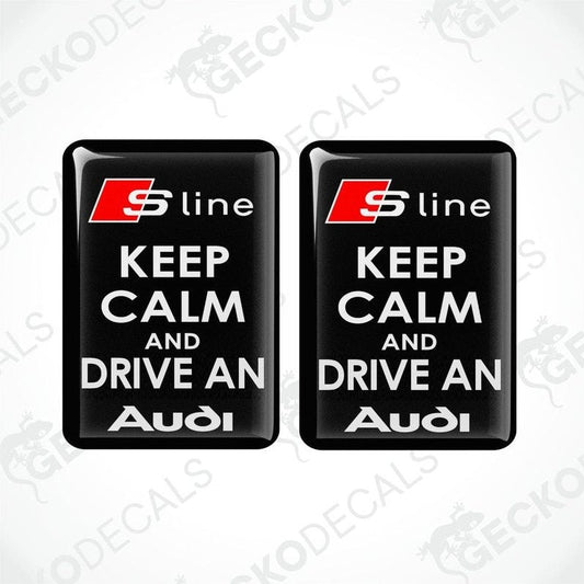 Black Audi car sticker set featuring domed epoxy finish